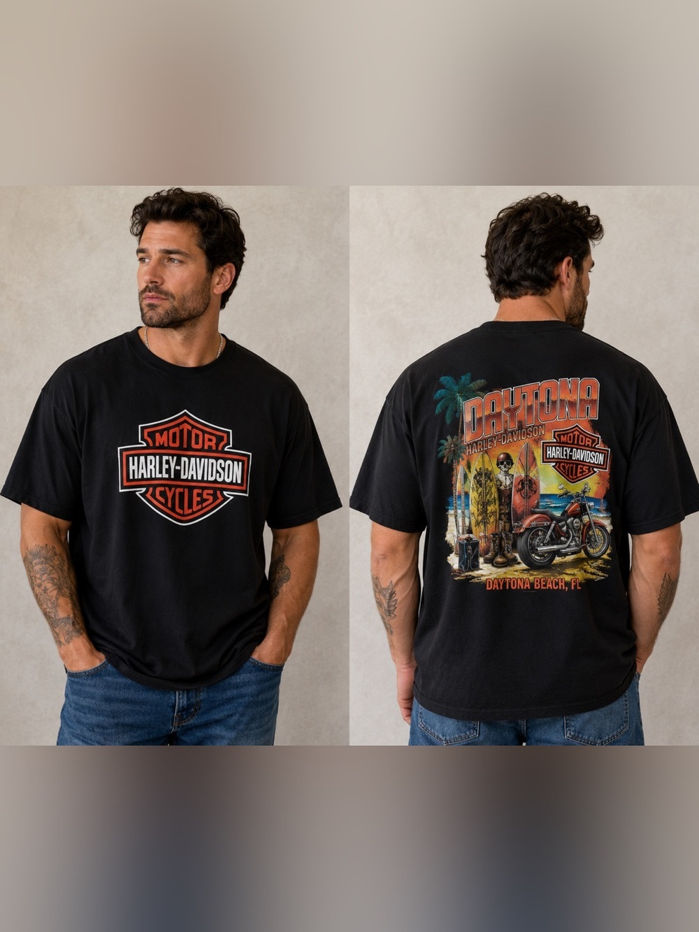 Harley Davidson Daytona Beach Graphic T Shirt Black 4XL Motorcycle Biker Tee